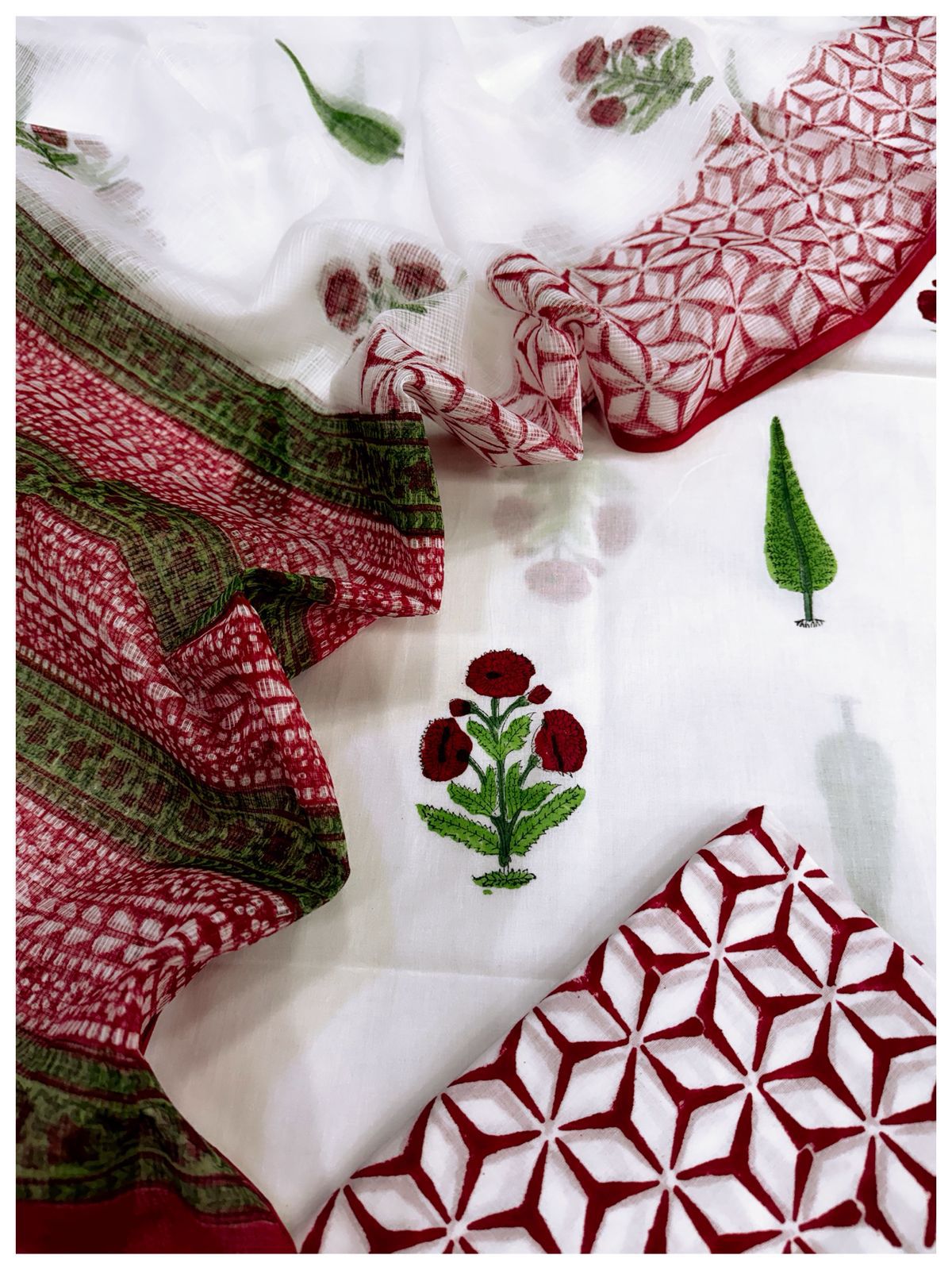 Cotton Block Print Suit