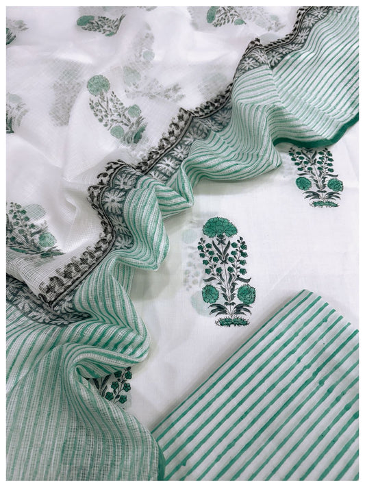 Cotton Block Print Suit