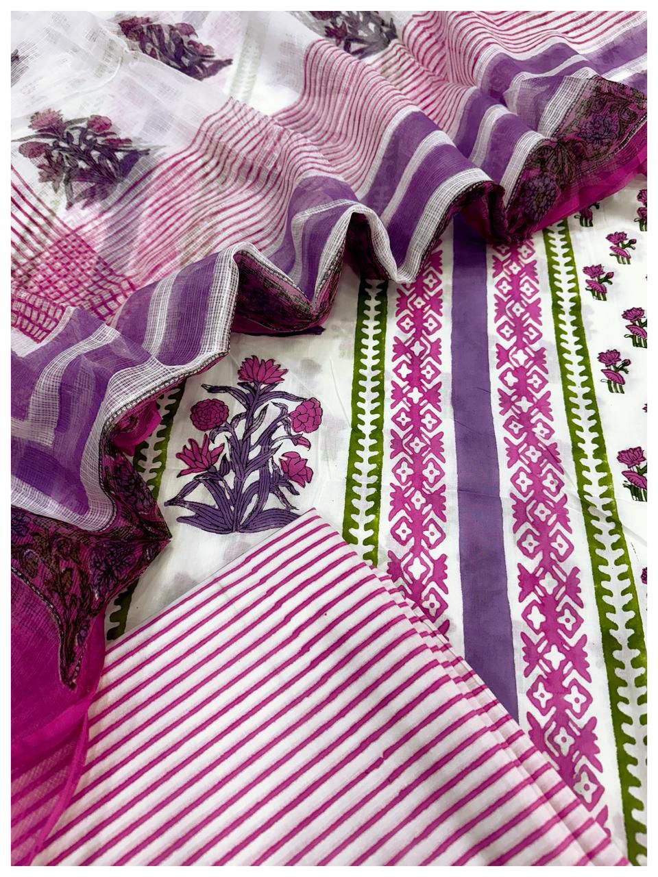 Cotton Block Print Suit