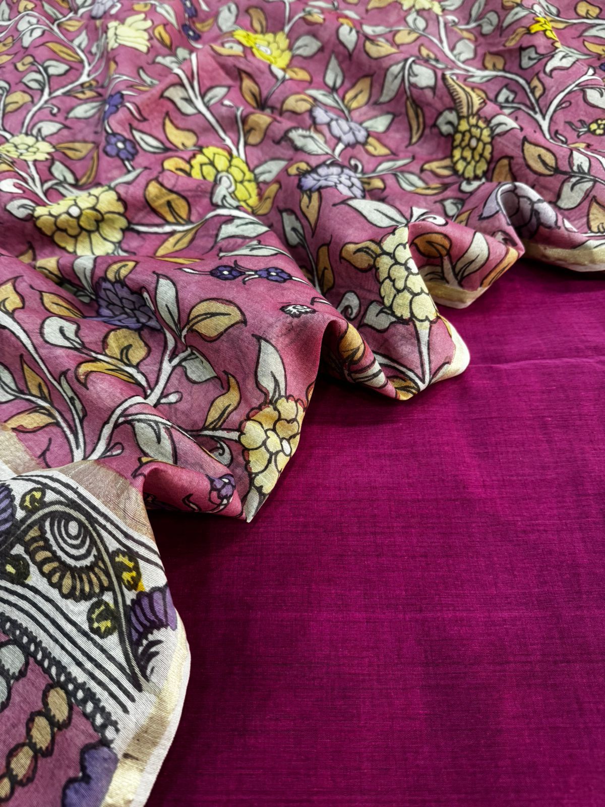 Cotton suit with kalamkari dupatta