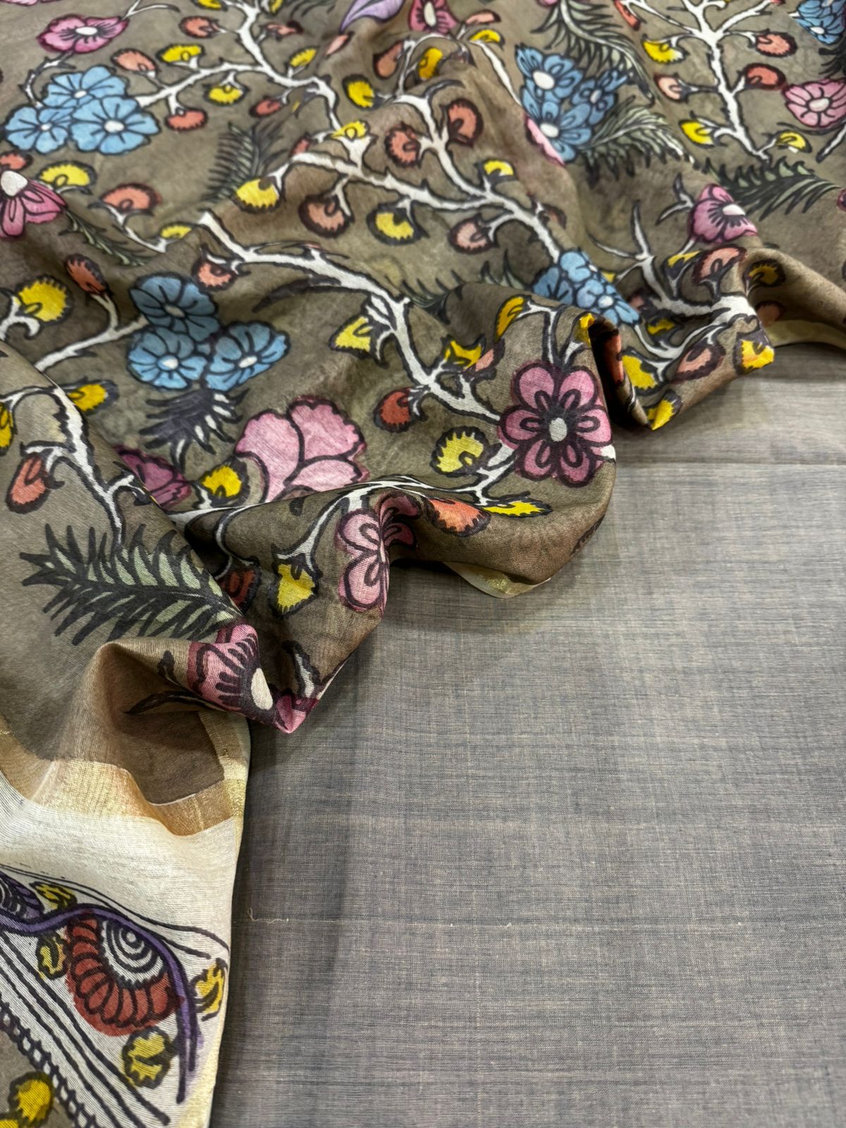 Cotton suit with kalamkari dupatta