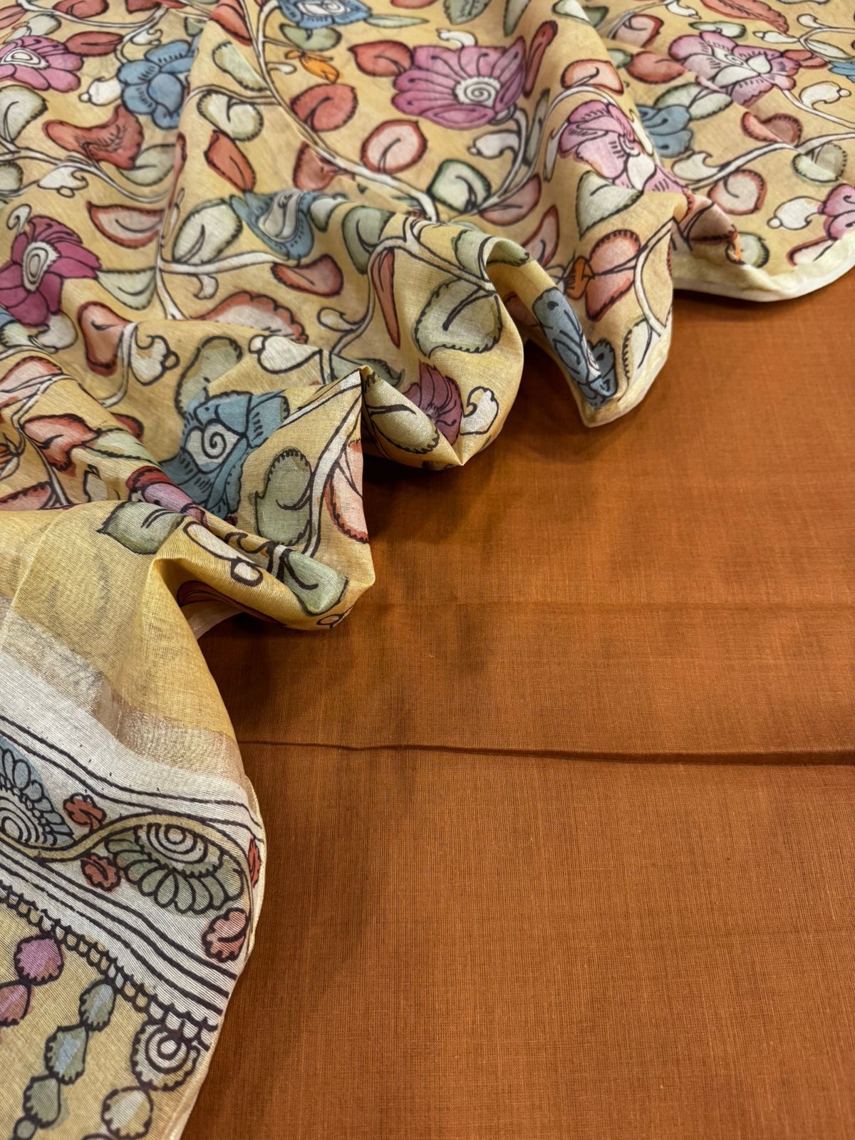Cotton suit with kalamkari dupatta