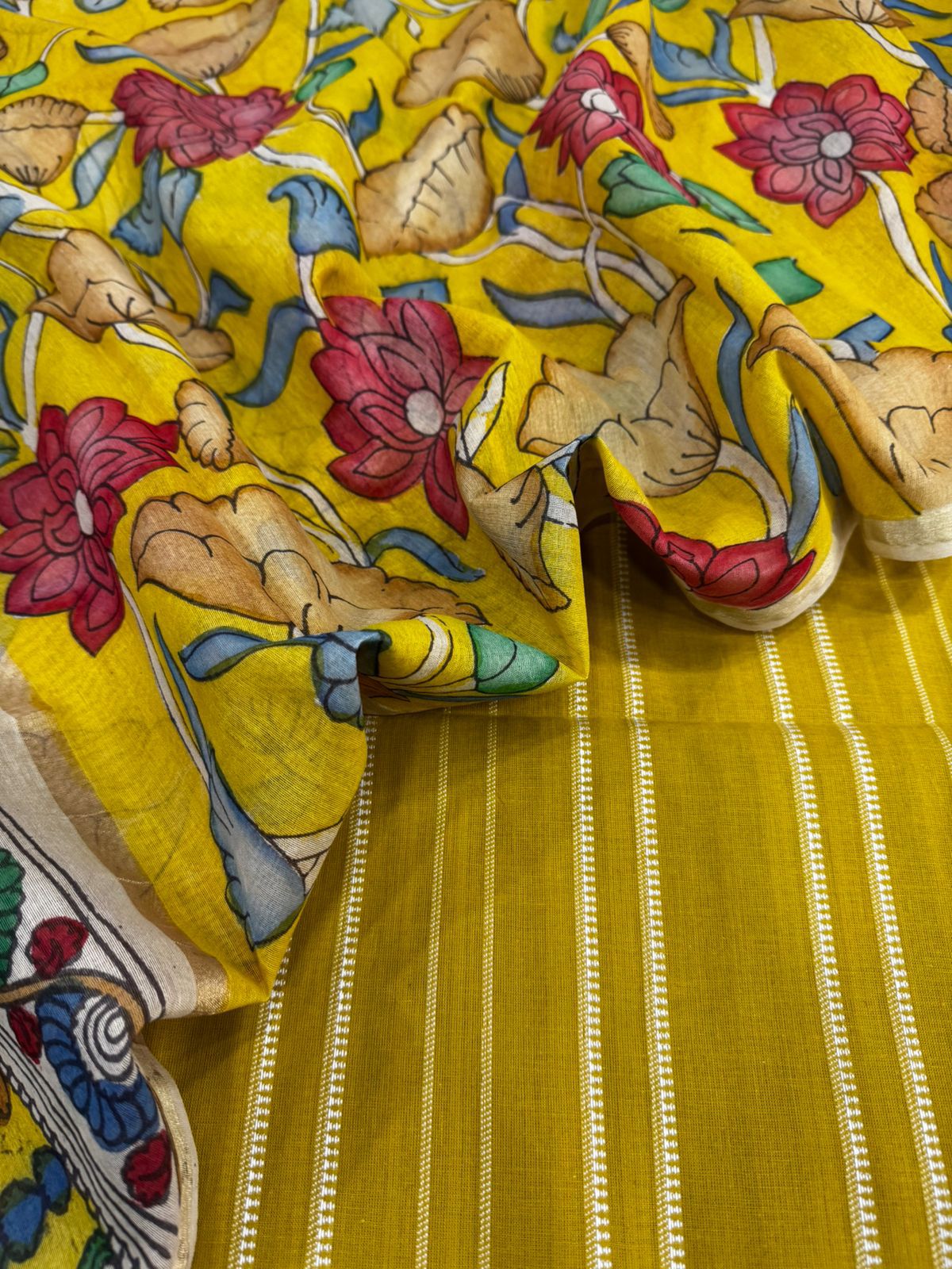 Cotton suit with kalamkari dupatta