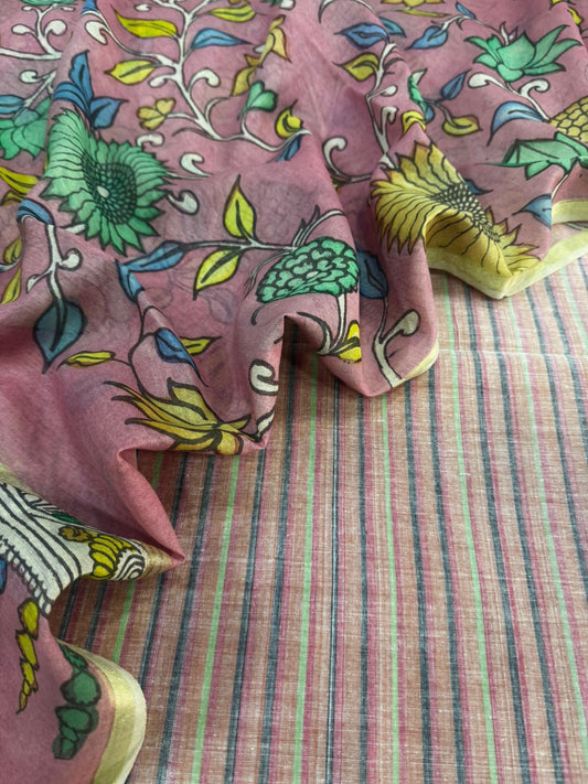 Cotton suit with kalamkari dupatta