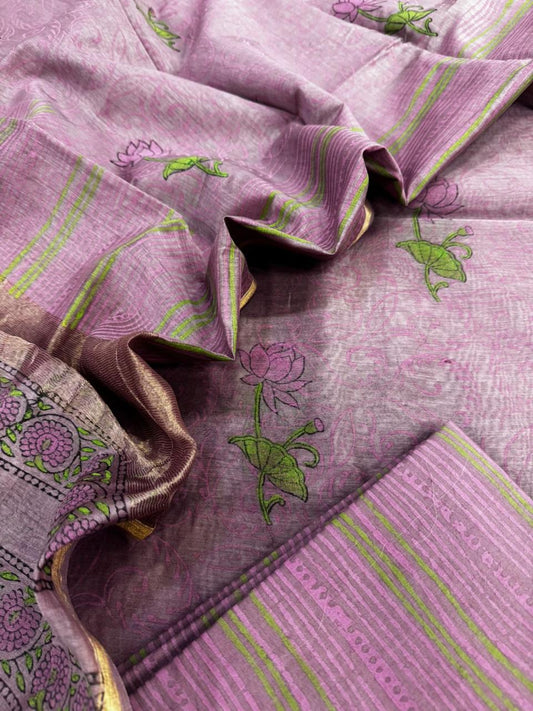 Mul Chanderi block printed suit