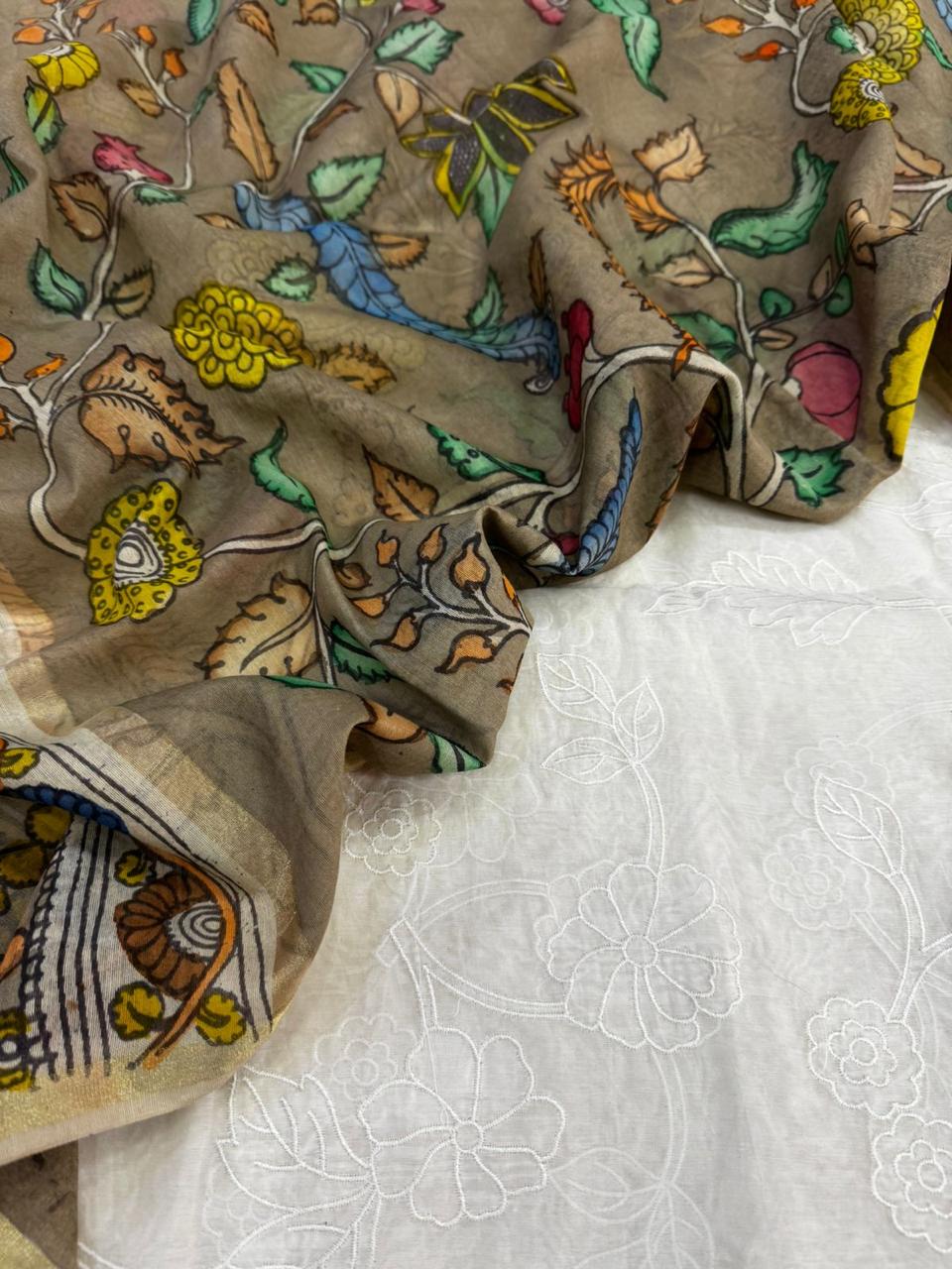 Chanderi Suit with Chanderi Kalamkari Dupatta