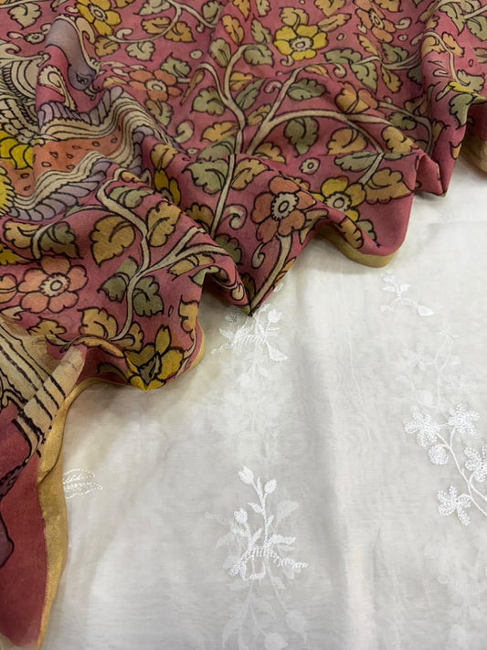 Chanderi Suit with Chanderi Kalamkari Dupatta