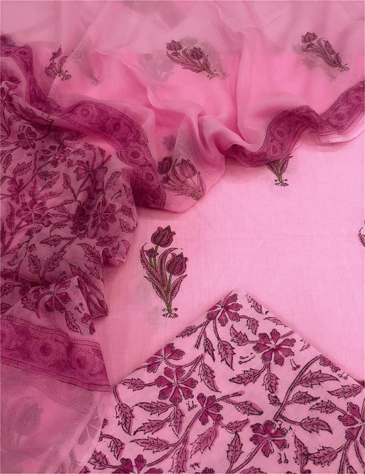 Cotton with Chiffon Dupatta