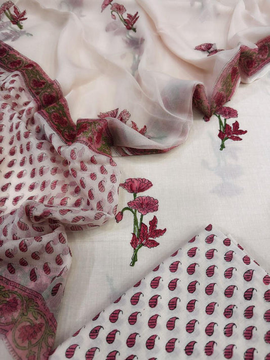 Cotton with Chiffon Dupatta