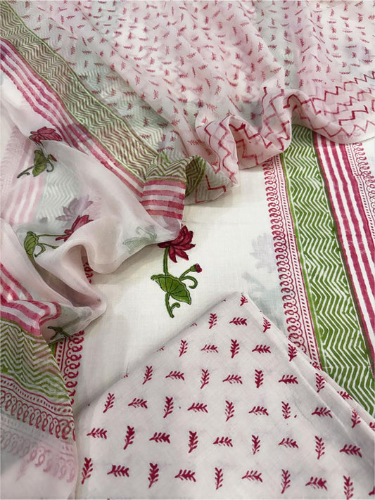 Cotton with Chiffon Dupatta