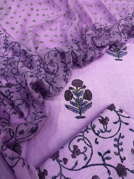 Cotton with Chiffon Dupatta