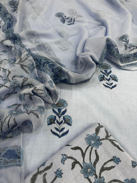 Cotton with Chiffon Dupatta