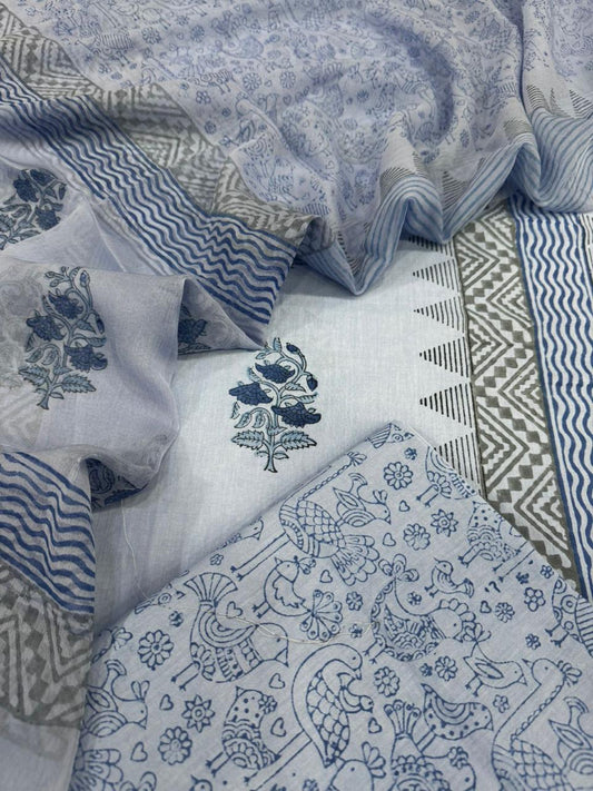 Cotton with Chiffon Dupatta