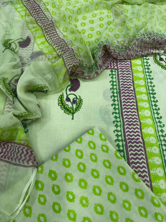 Cotton with Chiffon Dupatta
