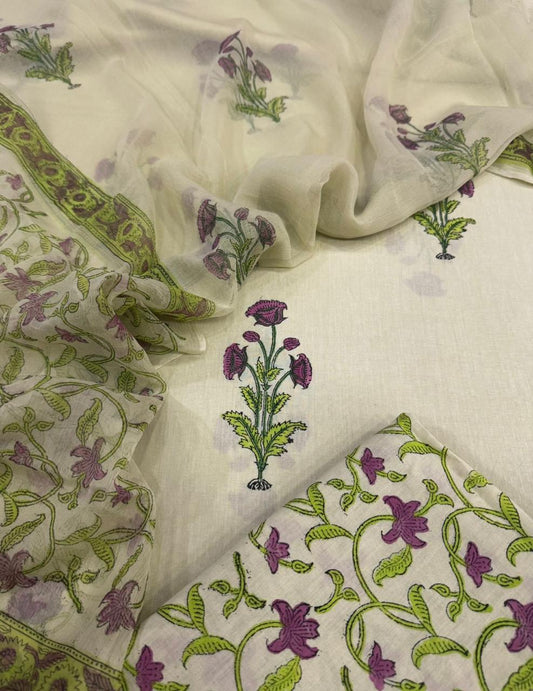 Cotton with Chiffon Dupatta