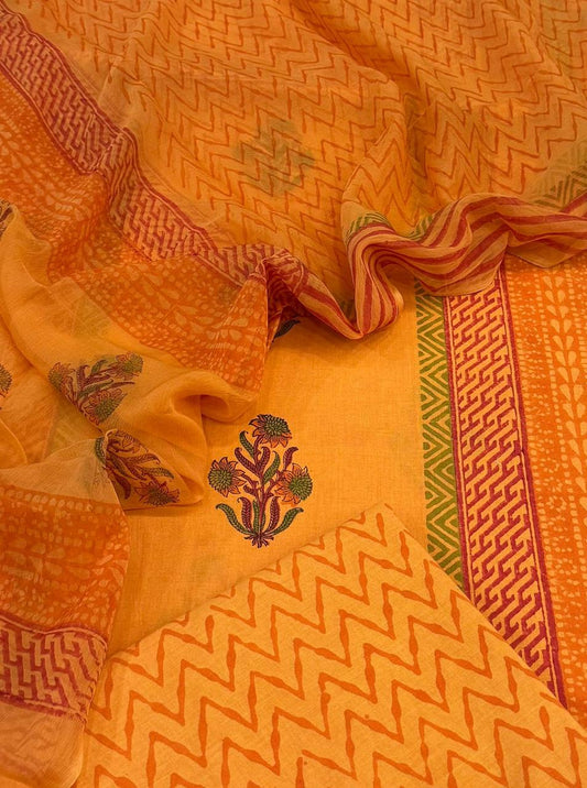 Cotton with Chiffon Dupatta