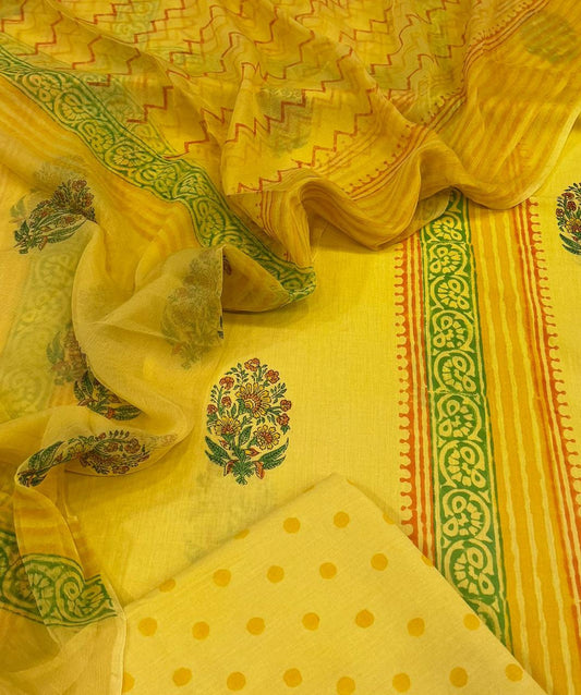 Cotton with Chiffon Dupatta