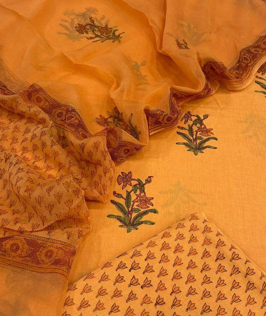 Cotton with Chiffon Dupatta