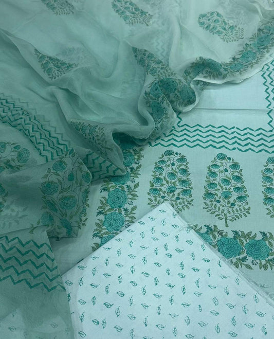 Cotton with Chiffon Dupatta