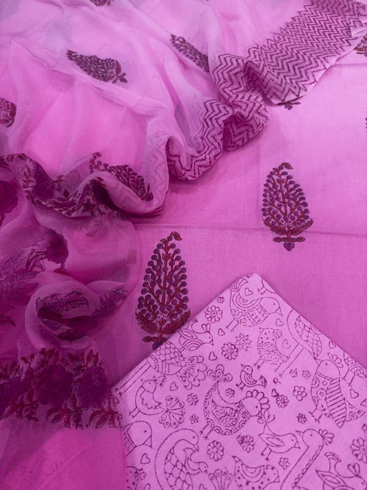 Cotton with Chiffon Dupatta