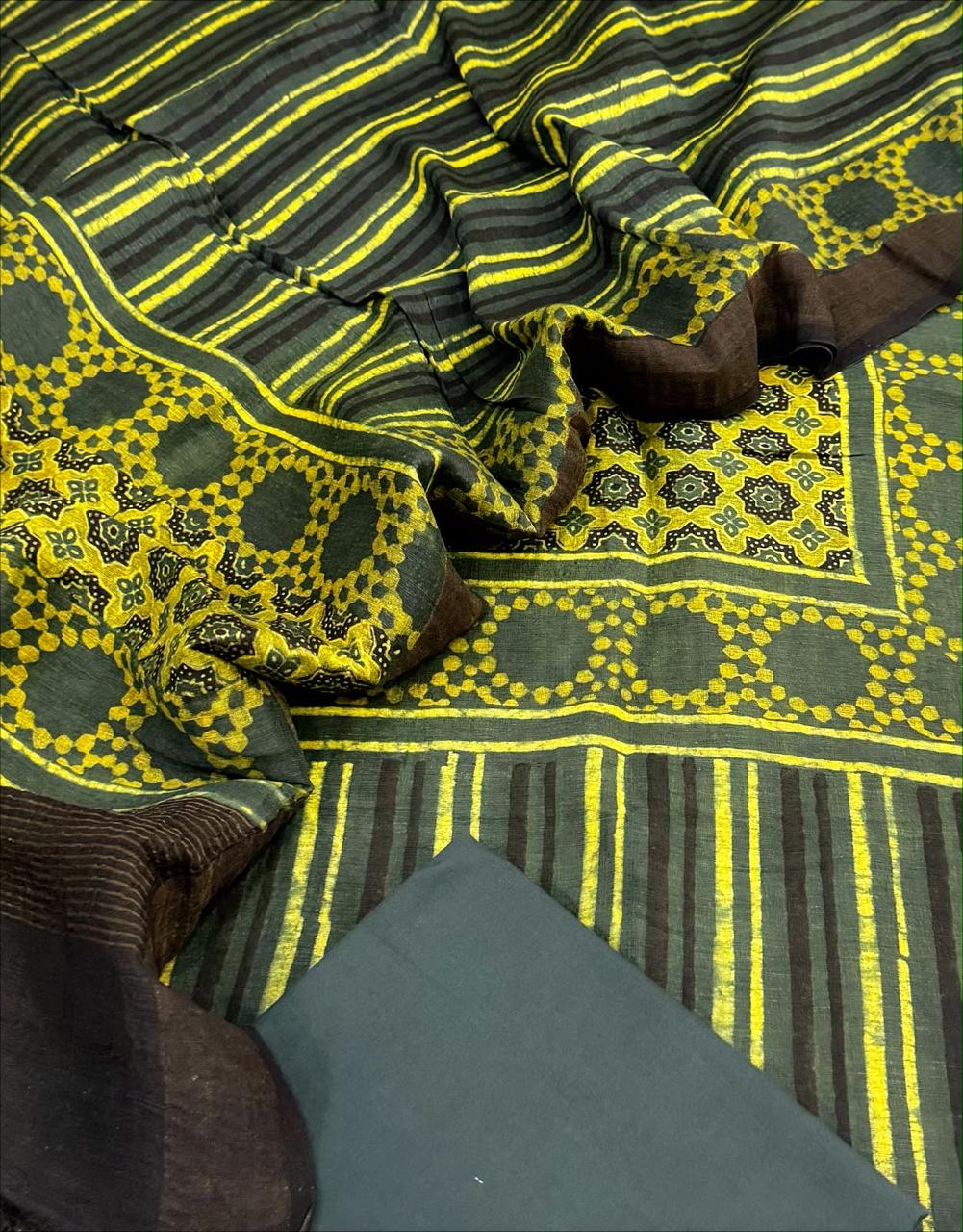 Ajrakh Linen Silk Suit