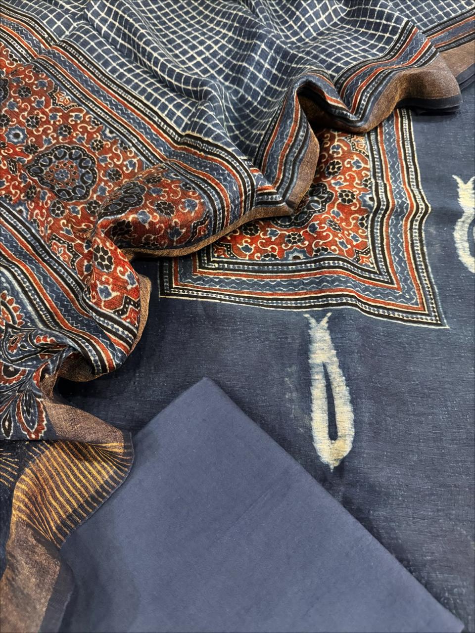 Ajrakh Linen Silk Suit
