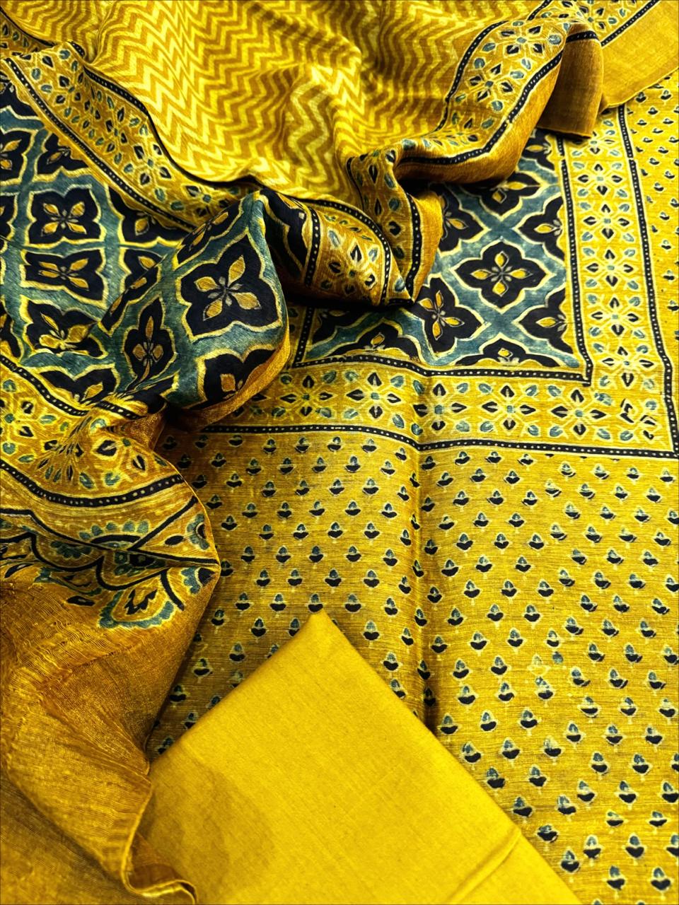 Ajrakh Linen Silk Suit