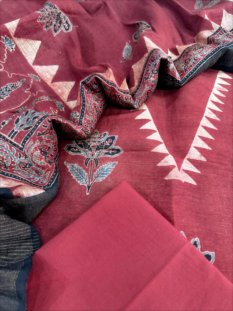Ajrakh Linen Silk Suit