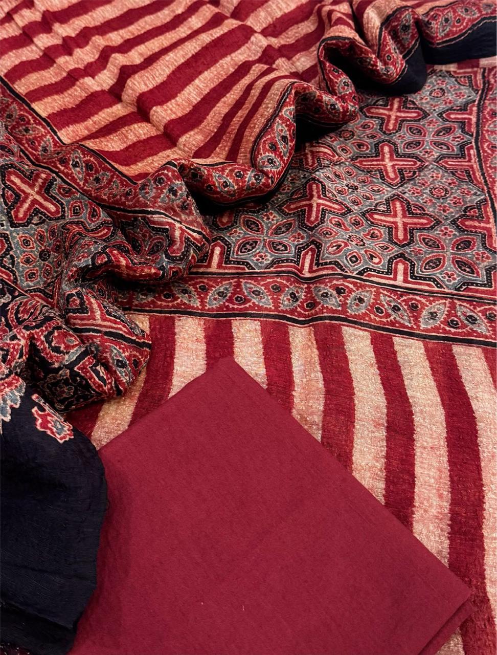 Ajrakh Linen Silk Suit