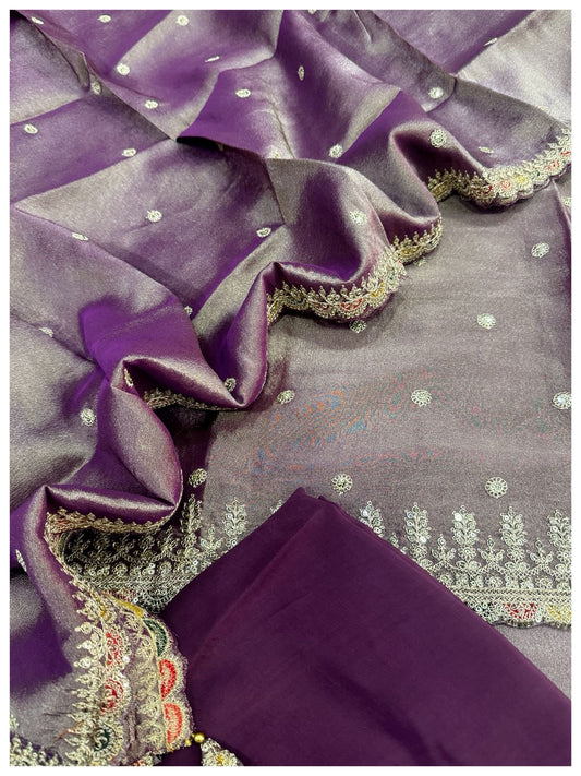 Tissue silk Suit with Embroidery